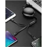 Cafele 3 in 1 Retractable Fast Charging USB Cable for iPhone Android and Micro 120cm-FpvFaster